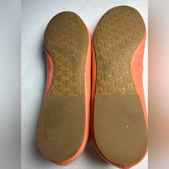 LAUREN RALPH LAUREN Jayna Bow Ballet Flats LEATHER Women's Size US 7 Coral - Picture 6 of 6